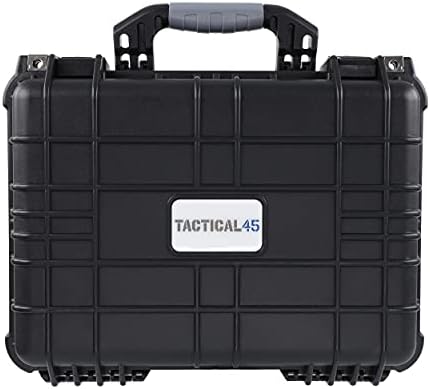 Tactical45 Hard Case with Foam - 16 x 13 x 7in Hard Shell Waterproof Storage Case with Pluck Padding Protective Latching Suitcase for Rifles, Cameras, Handguns, Drones, Guitars, and Electronics by Tactical45