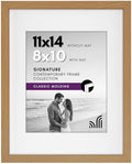 Americanflat 11x14 Picture Frame with Shatter-Resistant Glass - Use as 8x10 Frame with Mat or Display 11x14 Photo Without Mat - Signature Collection - Picture Frames for Wall Display - Dark Oak by Americanflat
