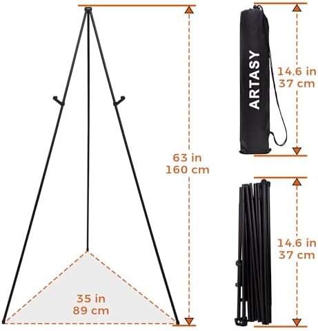 ARTASY 63" Easel Stand for Wedding Signs, Black, 2 Packs with Carry Bags - Image 2