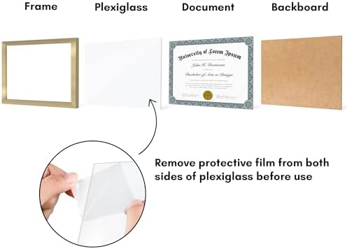 Americanflat 8.5x11 Diploma Frame with Polished Plexiglass - Set of 5 - Legacy Collection - Certificate Frame for Tabletop and Wall Display - Gold - Image 7