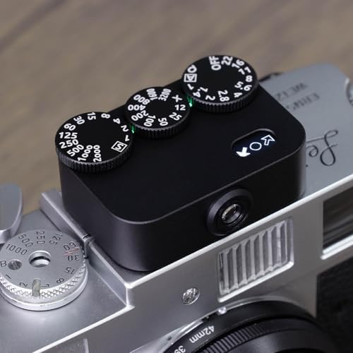 Camera Top Light Meter, Film Camera Exposure Meter, 3 Dials Retro Exposure Indicator, High Precision, Multiple Metering Modes, 20 Hours Endurance, Compatible with Film Cameras Black by Unknown