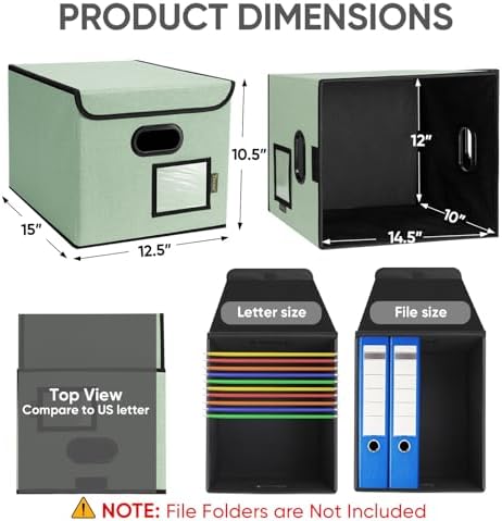 BALEINE File Organizer Box with Lid, Collapsible Hanging File Storage Box - Image 2
