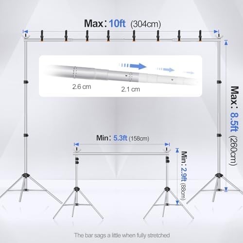 EMART Backdrop Stand 10x8.5FT Adjustable Back Drop Stand for Party -Silver - Image 3