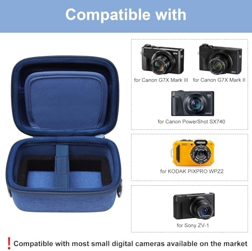 Camera Case Bag Compatible with Canon PowerShot G7 X Mark III, Mark II, SX740 HS, Sony ZV-1, KODAK PIXPRO WPZ2 Digital 4K Vlogging Camera, Point and Shoot 4K Video Camera Bag, Blue (Case Only) - Image 2