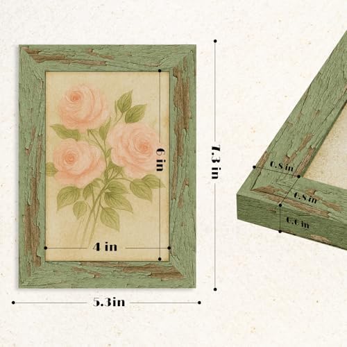 puthiac 4x6 Rustic Farmhouse Picture Frame, Weathered Green, 1 Pack - Image 5