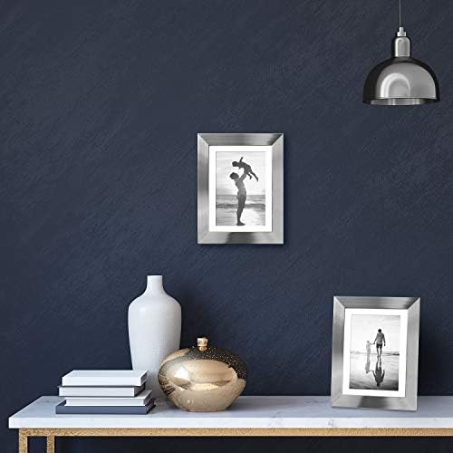 Americanflat 5x7 Picture Frame with Polished Clear Glass - Set of 2 - Use as 4x6 Frame with Mat or Display 5x7 Photo Without Mat - Signature Collection - Photo Frames for Tabletop or Wall - Silver - Image 6