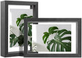 Egofine 4x6 Floating Frames Set of 2, Double Plexiglass Picture Frame, Made of Solid Wood Display Any Size Photo up to 4x6, Wall Mount or Tabletop Standing, Faded Black by Egofine