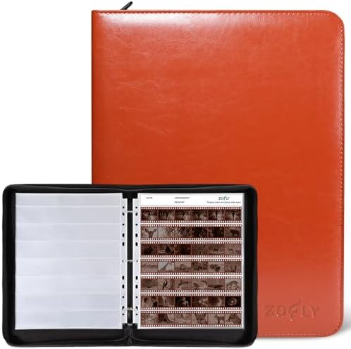 35mm Film Negative Storage Binder Album Kit - 30 Acid-Free Clear Negative Sleeves, PU Leather Storage Binder Case for Camera 135/35mm Film Negatives, Negative Page Preservers, Up to 1260 Frames, Brown by Zofly