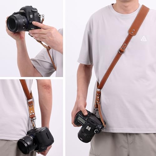 Padwa Lifestyle Tan Single Camera Harness Strap for One Camera - Professional Single Full Grain Leather Camera Harness,Quick Release Gear DSLR Camera Straps for Photographers - Image 4