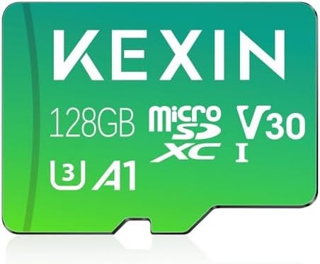 KEXIN 128GB Micro SD Card with Adapter - Up to 90MB/s 4K, V30, A1, C10, 4K UHD High Speed microSDXC UHS-I Memory Card Compatible with Action Camera Drone Game Console Smartphone Tablet,128G,Single by Home