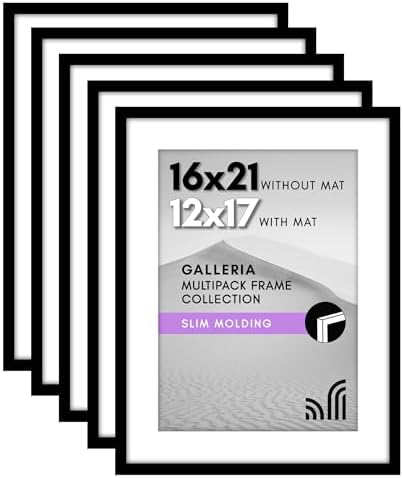 Americanflat 16x21 Poster Frame 5-Pack - Matted to 12x17 - Black by Americanflat