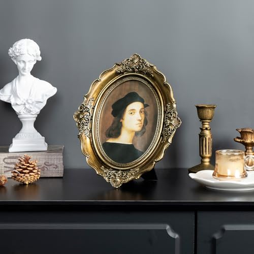 Cuspin 4x6 Vintage Picture Frame Gold Oval Ornate Resin Photo Frame - Image 7