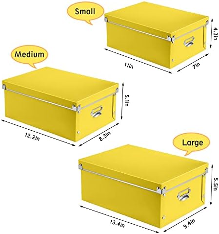 SEEKIND storage box with Lids,3 in 1 Set,Plastic,with Handles,Press-Stud Fastening,Moisture-proof,Foldable for Space Saving Storage,for Clothes,DVD,Blankets (Yellow) … - Image 6