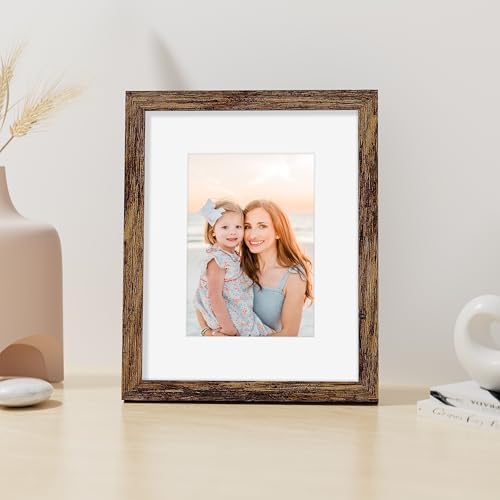 Vittanly 8x10 Picture Frame Made of Solid Wood for Wall & Table, Dark Brown - Image 4