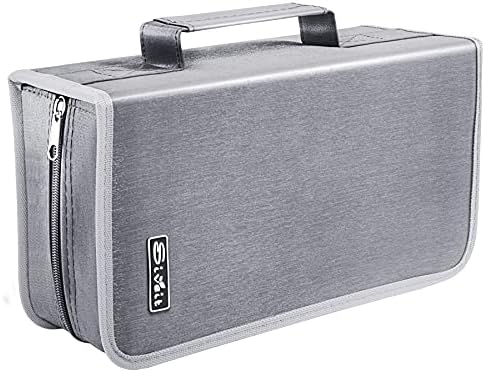 Siveit DVD Case, 128 Capacity CD/DVD Case Wallet Binder Storage Holder Booklet for Car Home Office and Travel (White Binder, Silver) by Siveit
