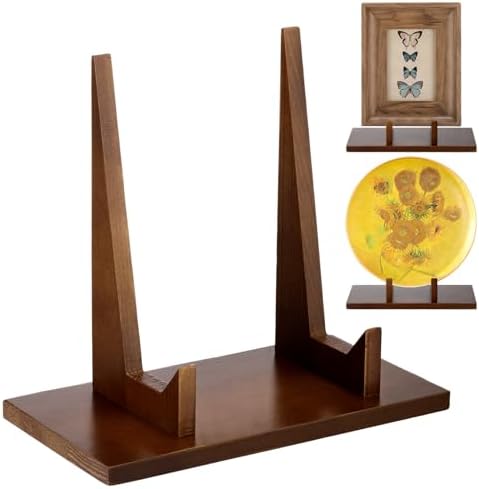 RattanView 1 Pcs Wood Plate Stand for Display 5.9 Inch Plate Holder Display Frame Picture Photo Card Tabletop Decorative Stand by RattanView