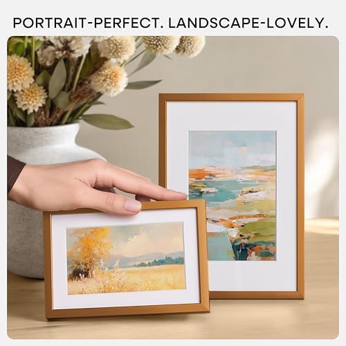 Homeforia 5x7 Bronze Picture Frame, High-End Metal, 4x6 Mat, Glass - Image 7