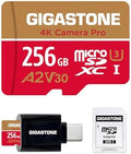 [5-Years Data Recovery] Gigastone 256GB Micro SD Card, 4K Camera Pro, A2 V30 UHS-I U3, Up to 100MB/s, for Smartphone, GoPro, Action Cam, 4K UHD Video, Nintendo Switch, with Adapter & USB-C Reader by Gigastone