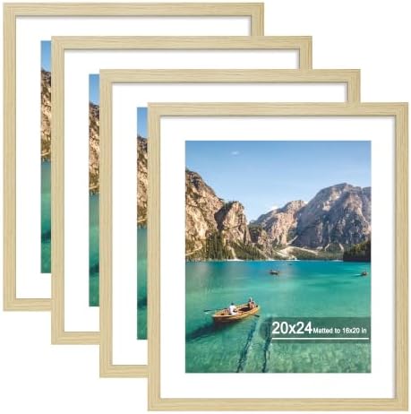 20x24 Wood Picture Frame Set of 4, Wall Mount for Home Decor, Natural by SZYUU