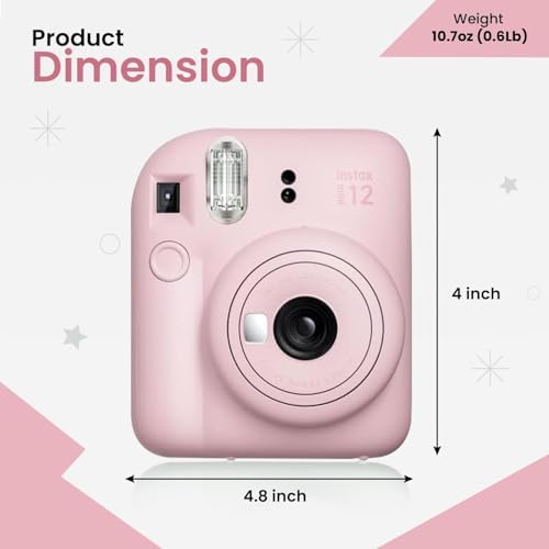 Fujifilm Instant Mini 12 Camera + Accessory Bundle & Compatible Custom Case + Fuji Instant (20 Shots) Designer Mini Photo Album (60 Pockets) (Blossom Pink) - Image 6