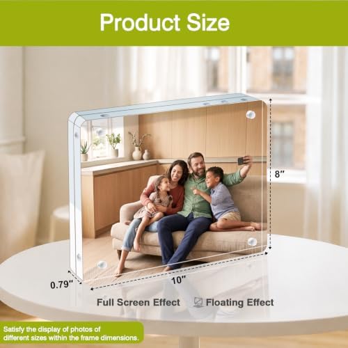 Egofine 8x10 Acrylic Frame, 20mm Thicker Frameless Clear Picture Frame - Image 2