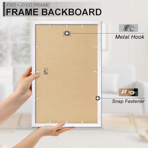 Fxojyvo 14x24 Picture Frame Set of 3 White Engineered Wood Wall Hanging - Image 6