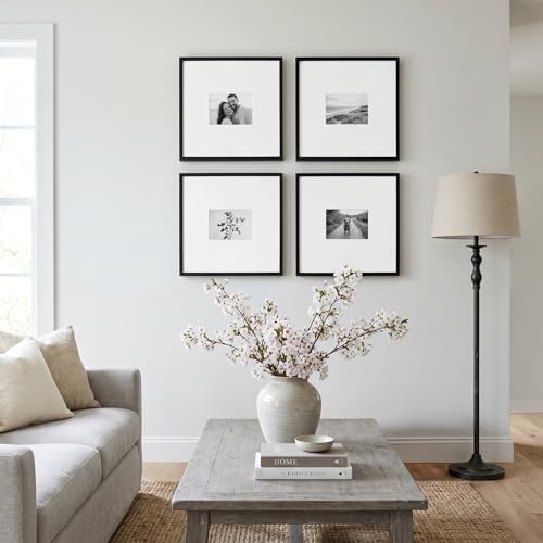 Americanflat 16x16 Picture Frame - Matted to 5x7 - Slim Molding - Black - Image 6