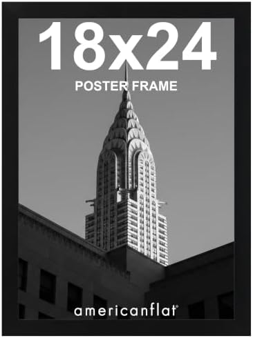 Americanflat 18x24 Poster Frame - Black Engineered Wood with Polished Plexiglass - Wide Picture Frame for Vertical or Horizontal Wall Display - Epic Collection - Black by Americanflat