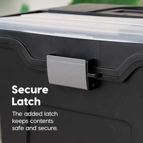 IRIS USA File Box Organizer with Lid, Letter File, Portable Handle, Black - Image 4