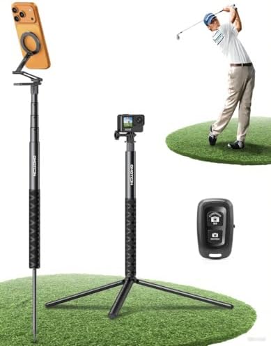 OMOTON CV08-B1 Golf Tripod & Monopod, 5-in-1 Golf Swing Recording Pro Kit by OMOTON