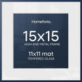 Homeforia 15x15 Blue Picture Frame, High-End Metal, 11x11 Mat, Glass by Homeforia