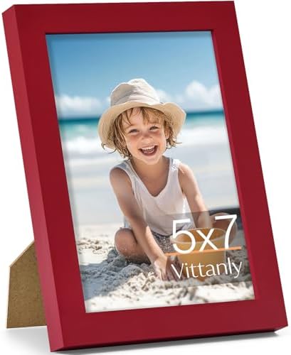 Vittanly 5x7 Picture Frame Made of Solid Wood for Wall or Tabletop, Red by Vittanly
