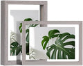 Egofine 5x7 Floating Frames Set of 2, Double Plexiglass Picture Frame, Made of Solid Wood Display Any Size Photo up to 5x7, Wall Mount or Tabletop Standing, Light Grey by Egofine