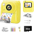 Instant Print Camera for Kids, 1080P Video Camera with 3 Print Rolls by QDH