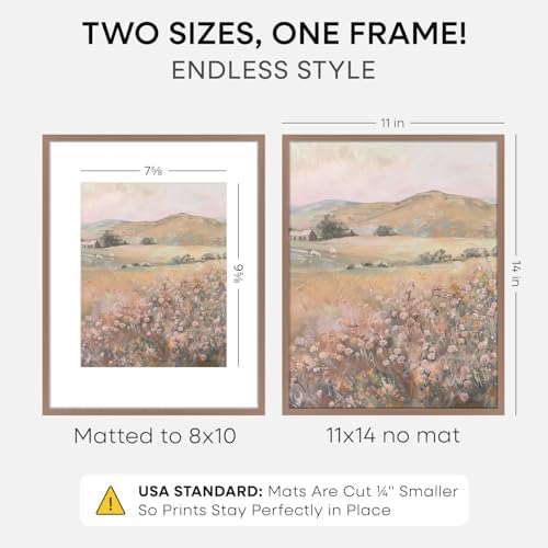 Homeforia 11x14 Mocha Picture Frame, High-End Metal, 8x10 Mat, Glass - Image 2