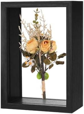M METERXITY Dried Flower Frame 4x6in Double Acrylic for DIY Black by MMETERXITY