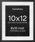 Homeforia 10x12 Black Oak Picture Frame, High-End Wood, 8x10 Mat, Glass by Homeforia