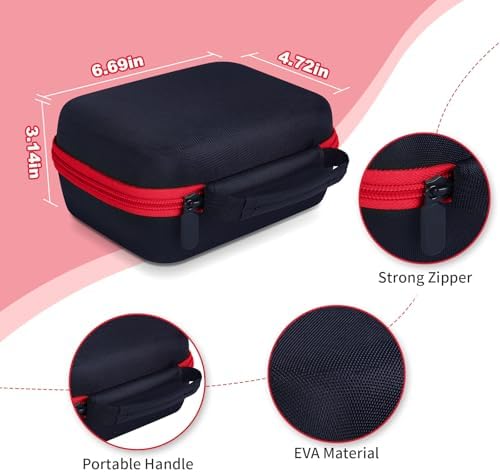 Kids Camera Case Fit for ESOXOFFORE/Dylanto/Yehtta/HiMont/Gofunly Instant Print Camera Toy,Portable Digital Camera bag Storage Holder Organizer(Case Only) - Black&Red - Image 3