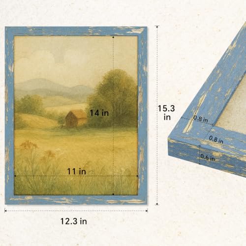 puthiac 11x14 Rustic Farmhouse Picture Frame, Denim Blue, 1 Pack - Image 4