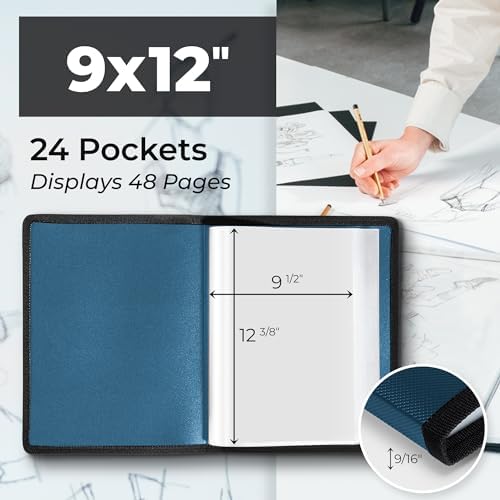 Dunwell Art Portfolio 9x12, 24 Pockets, Displays 48 Pages, Blue - Image 2