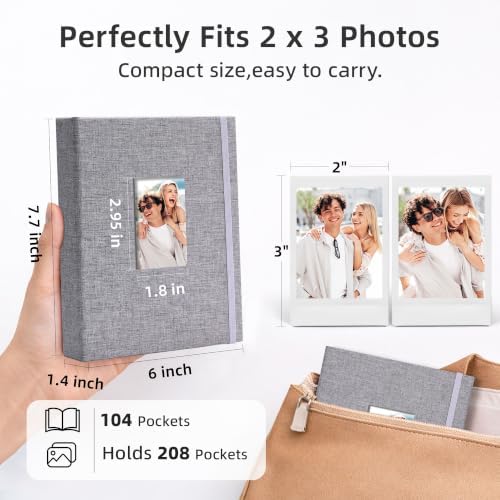 Vienrose Mini Polaroid Photo Album 208 Photos 2x3 Inch Grey 1 PACK - Image 6