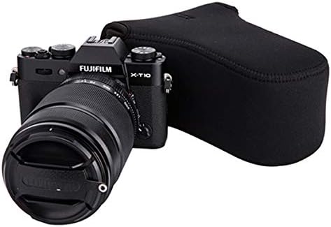 JJC Black Ultra Light Neoprene Camera Case for Fujifilm Fuji X-T100 X-T30 X-T20 X-T10 +50-200mm/50-230mm Lens, Pouch Bag for Olympus E-PL8 E-M5II E-M10 II, Canon M50 M5 with Telephoto lense - Image 6