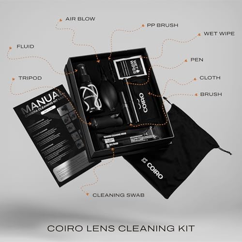 C Coiro Camera Lens Cleaning Kit for DSLR and Sensitive Electronics, 9-in-1 Lens Cleaner Spray, Camera Pen, Blower, Wipes, Sensor Cleaner, Photographer Gifts & Accessories - Image 2