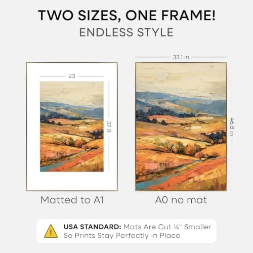 Homeforia A0 Bronze Poster Frame, High-End Metal, A1 Mat, Glass - Image 2