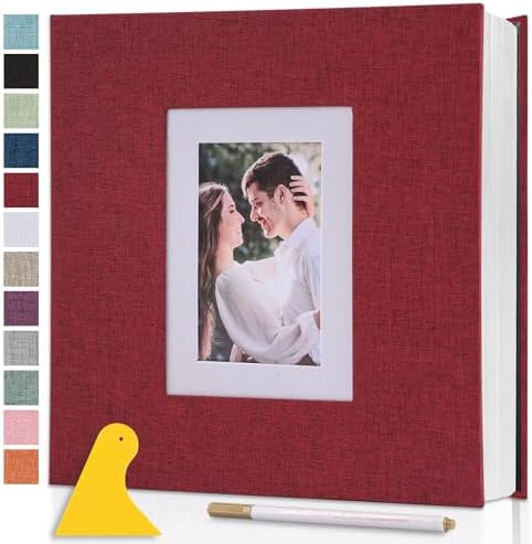 Photo Album Self Adhesive Pages Large 11x10.6 Red 40 Pages by Semfalbuums