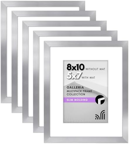 Americanflat 8x10 Picture Frame 5-Pack - Matted to 5x7 - Silver by Americanflat