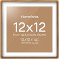 Homeforia 12x12 Mortise&Tenon Natural Oak Picture Frame, 10x10 Mat, Glass by Homeforia