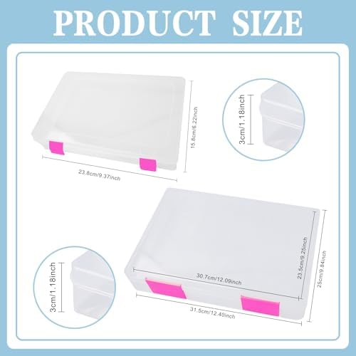 12 Pcs Clear Paper Storage Box, Pink, 12.4 x 9.84 x 1.18 Inches - Image 2