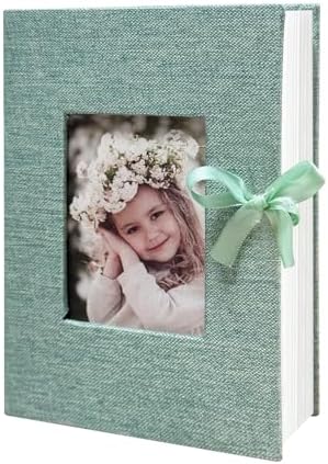 Photo Album 4x6 100 Pockets, Slip-in Picture Albums, Linen Cover Top Loader Vertical Pockets Albums for Baby, Kids Boy Girls, Wedding, Family, Anniversary, Green by HenPisen