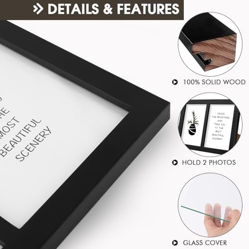 Golden State Art, 5x7 Double Picture Frame, Display Two 5x7 Photos(Black) - Image 4